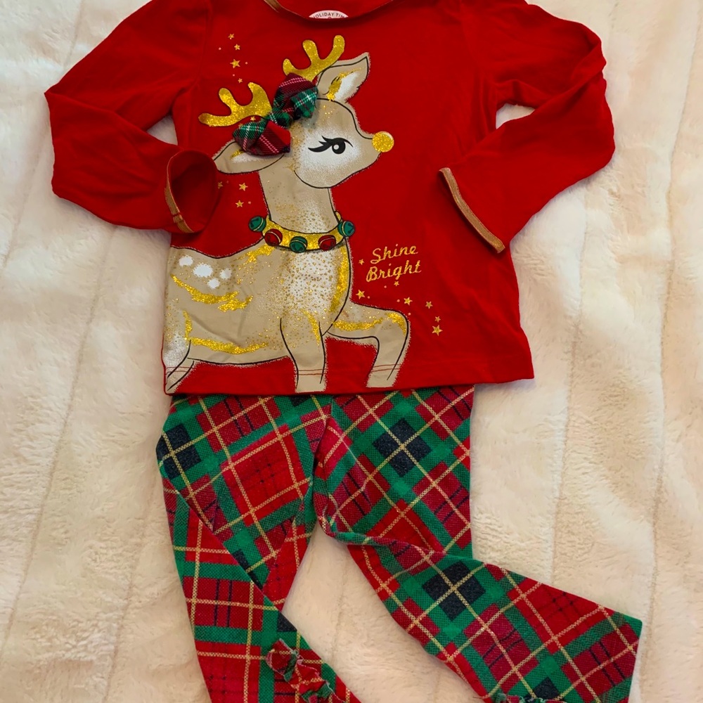 Shine Bright Reindeer Christmas Outfit. Baby Girl